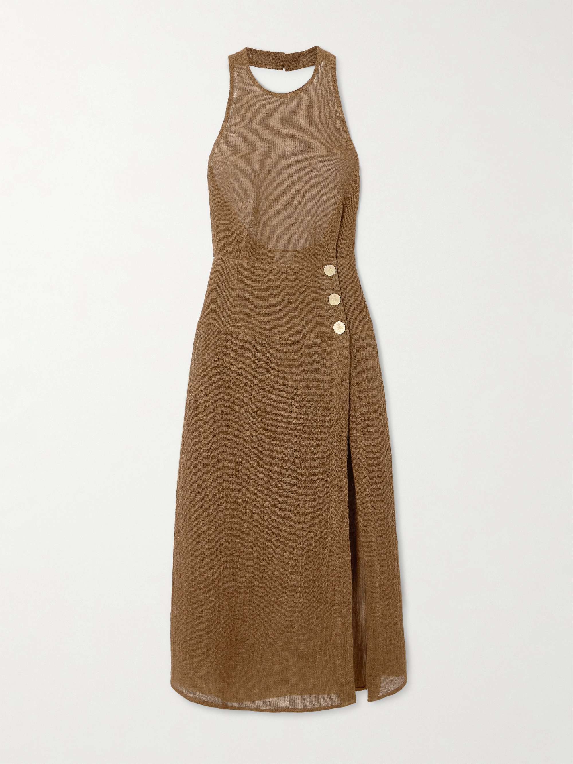 LE KASHA Dairut linen-gauze halterneck maxi dress | NET-A-PORTER