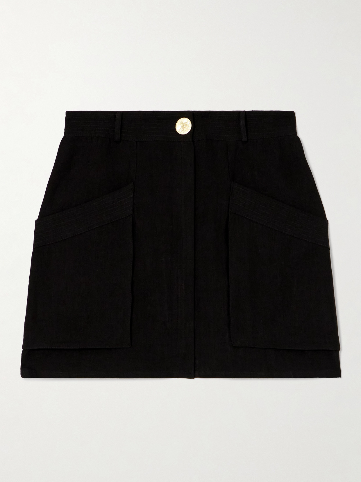 Le Kasha Izbat Organic Linen Mini Skirt In Black