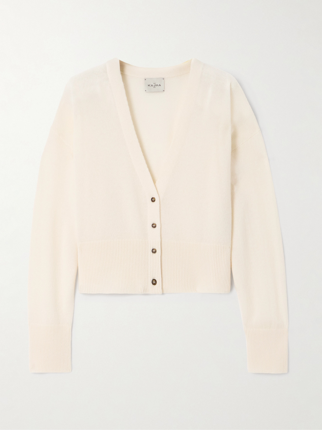 Le Kasha Sydney Organic Cashmere Cardigan In Neutral