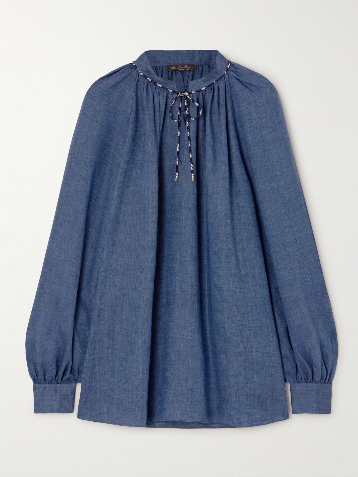 Loro Piana Linen-chambray Blouse In Blue