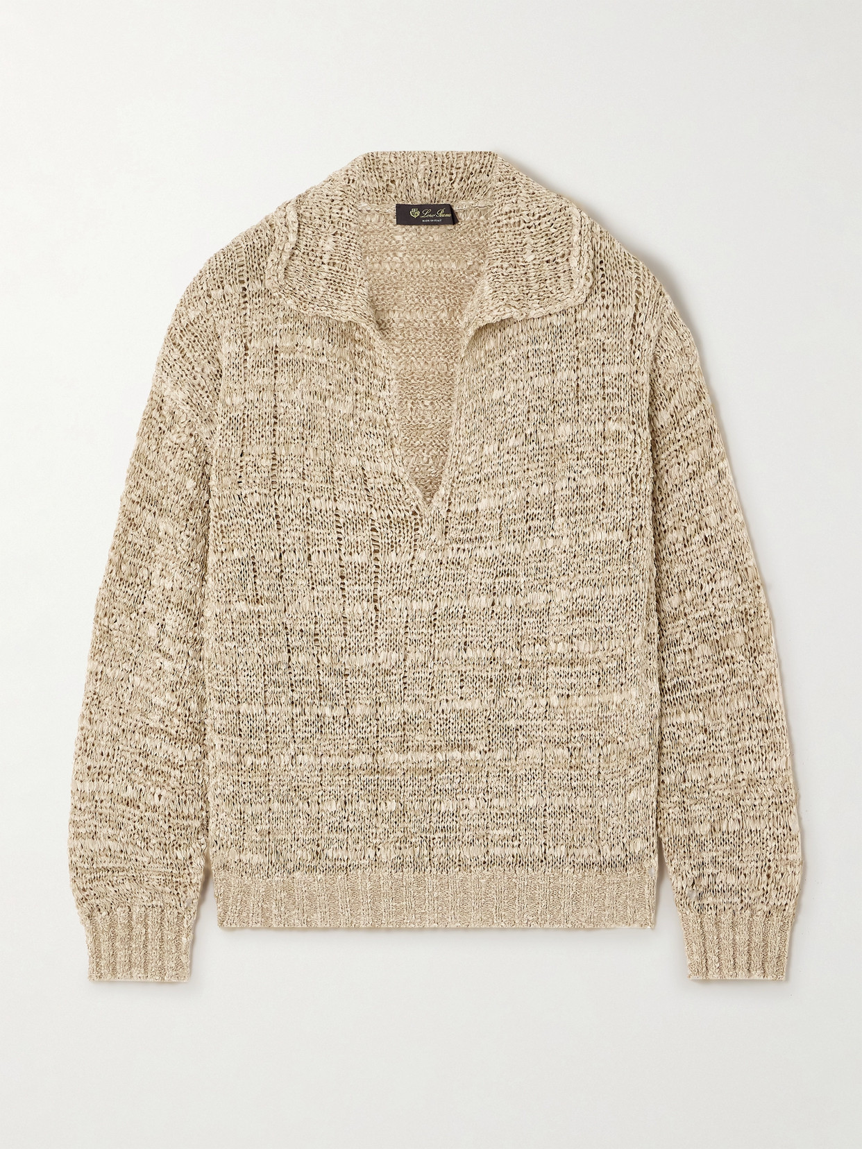 Loro Piana Open-knit Silk Sweater In Neutrals