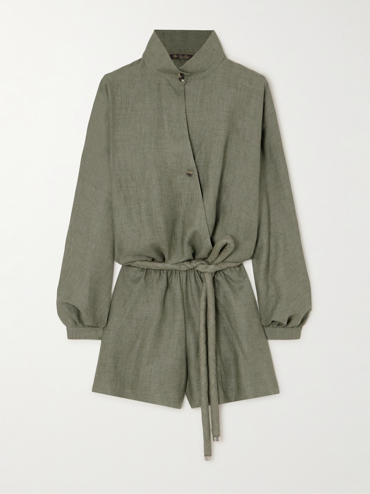 Loro Piana Linen Playsuit In Green