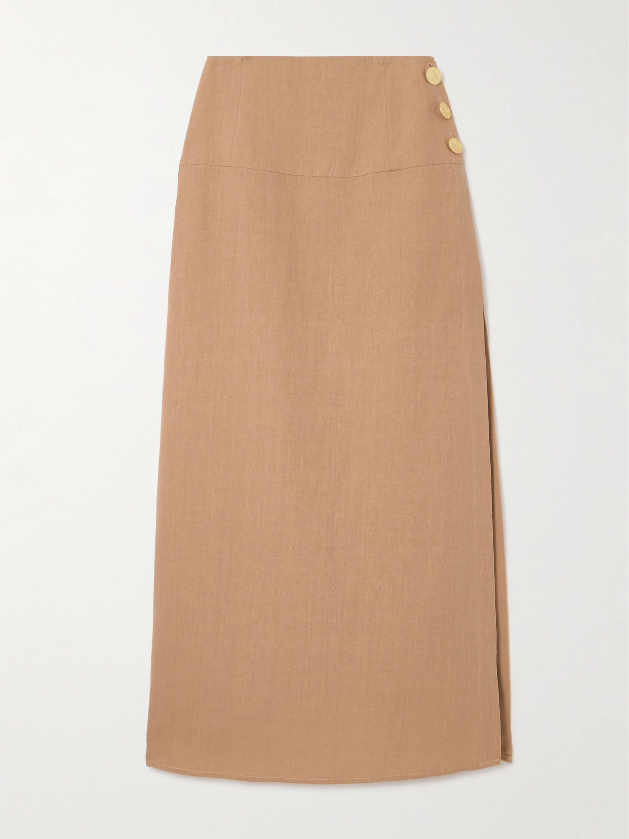 Le Kasha Haifal Linen Midi Skirt In Neutrals