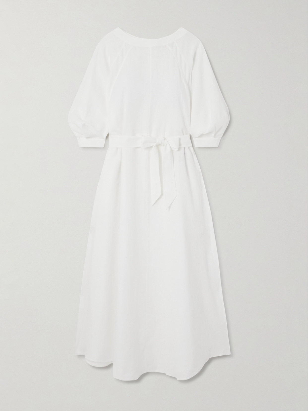 Loro Piana Belted Linen Dress In Off-white