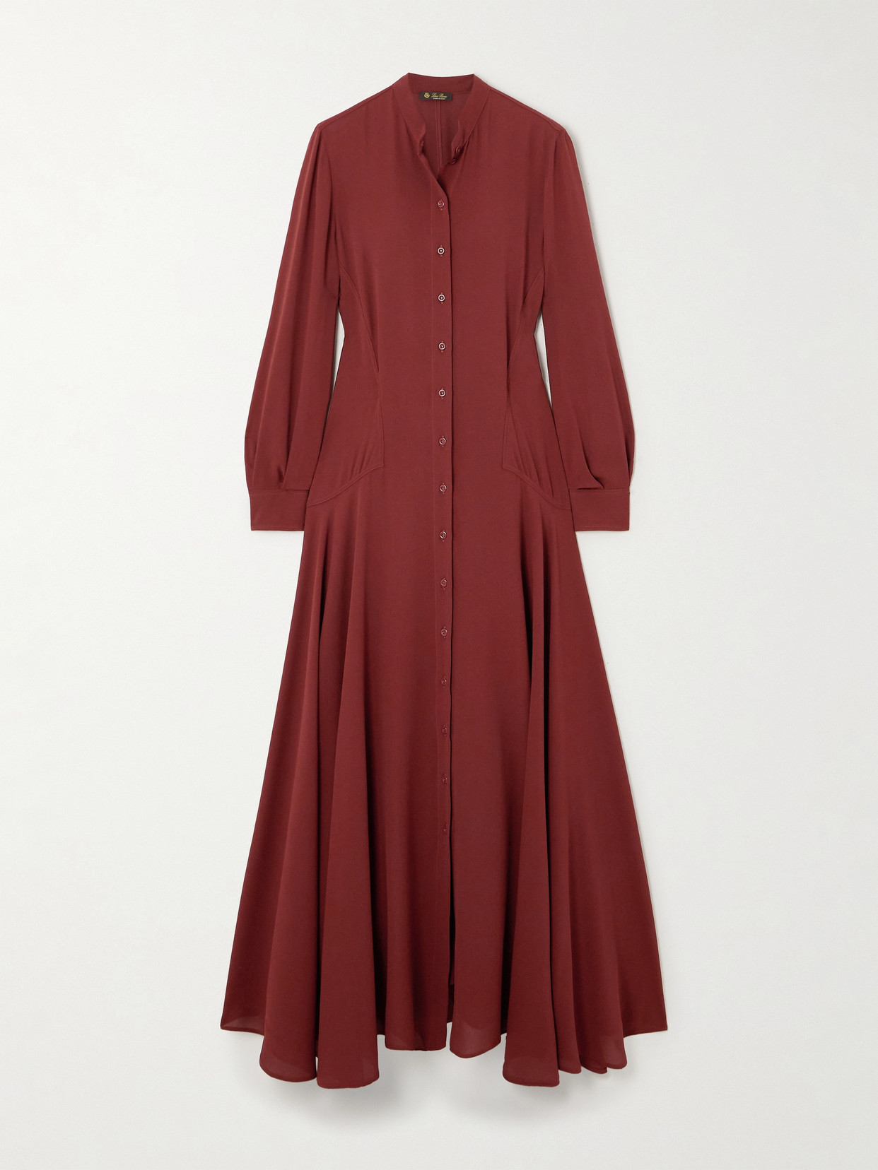 Loro Piana Asymmetric Gathered Silk-crepe Maxi Shirt Dress In Red