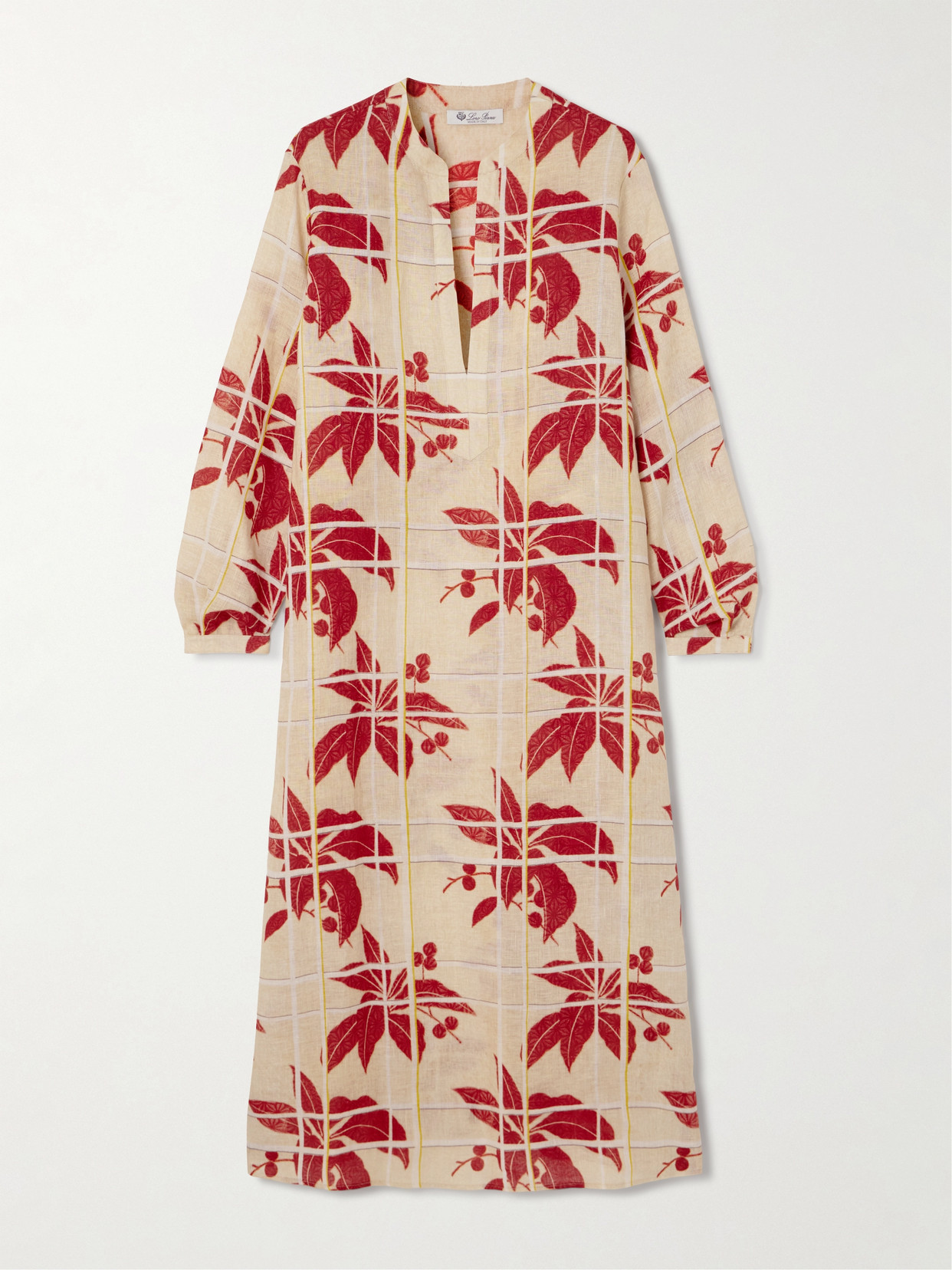 Loro Piana Floral-print Linen Kaftan In Pink