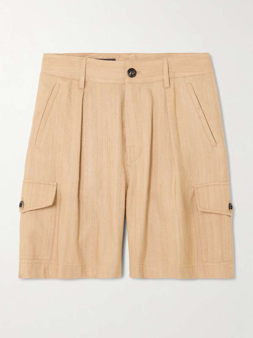 Loro Piana Pleated Textured-silk Cargo Shorts