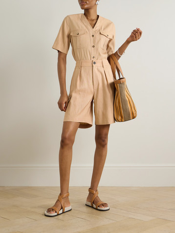 Loro Piana Pleated textured-silk cargo shorts