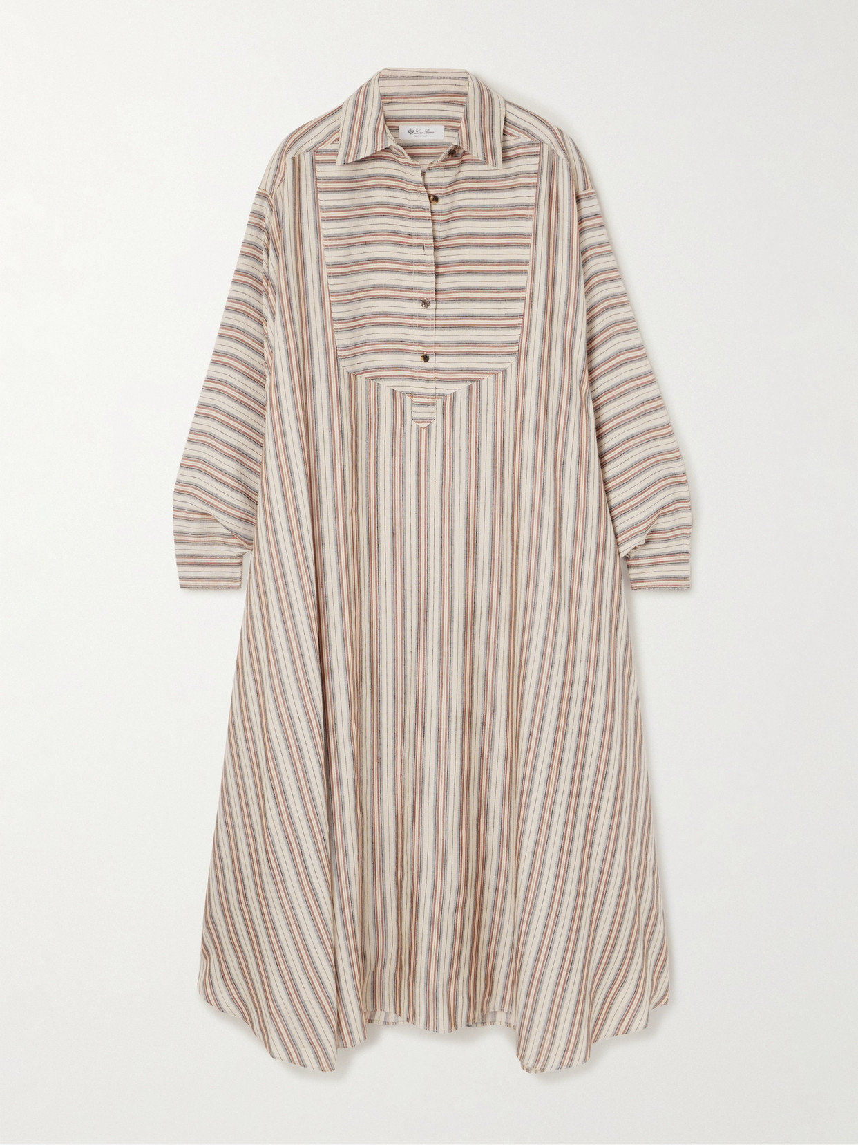 Loro Piana Striped Printed Linen And Silk-blend Kaftan In Neutrals