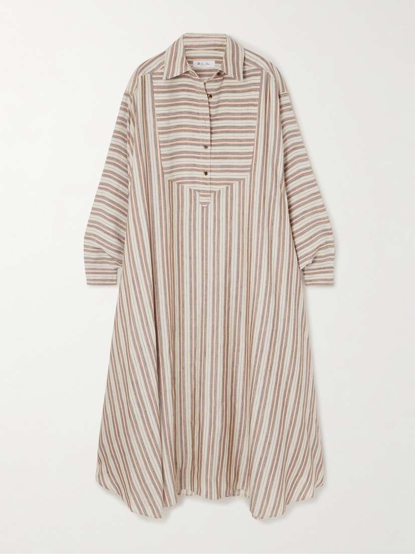 Loro Piana Striped Printed Linen And Silk-blend Kaftan