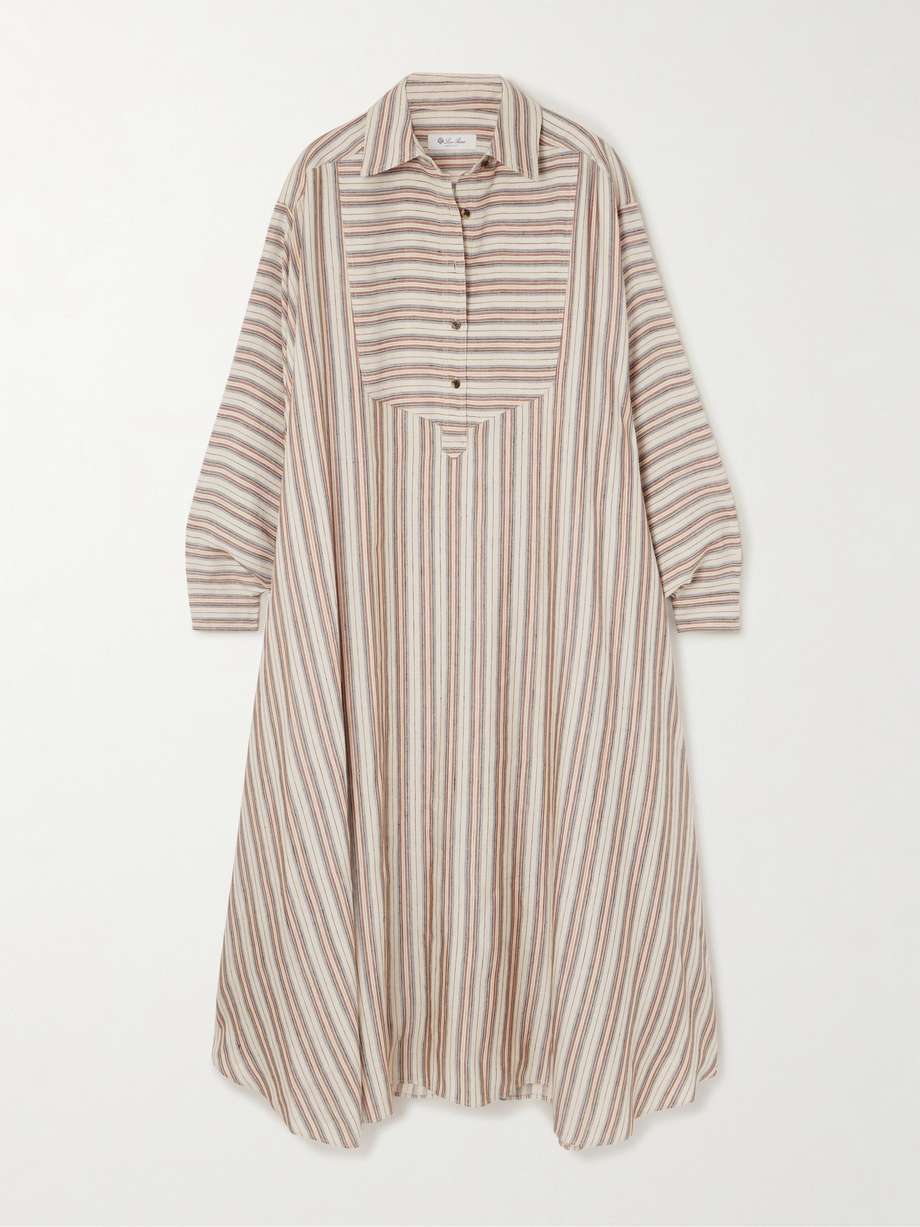 striped printed linen and silk-blend kaftan
