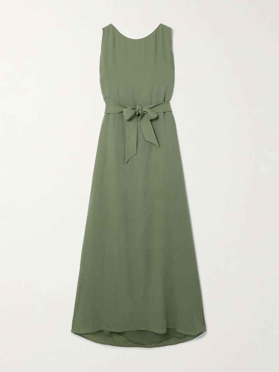 belted silk-crepe maxi dress