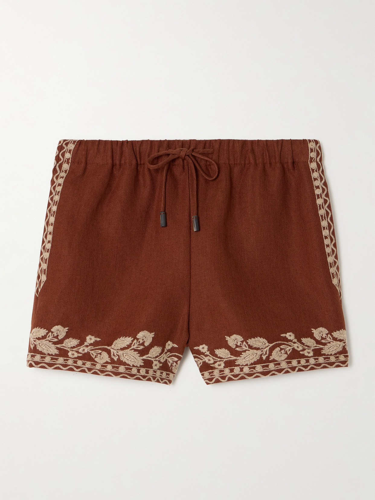 Loro Piana - Ernst Embroidered Linen Shorts - Brown