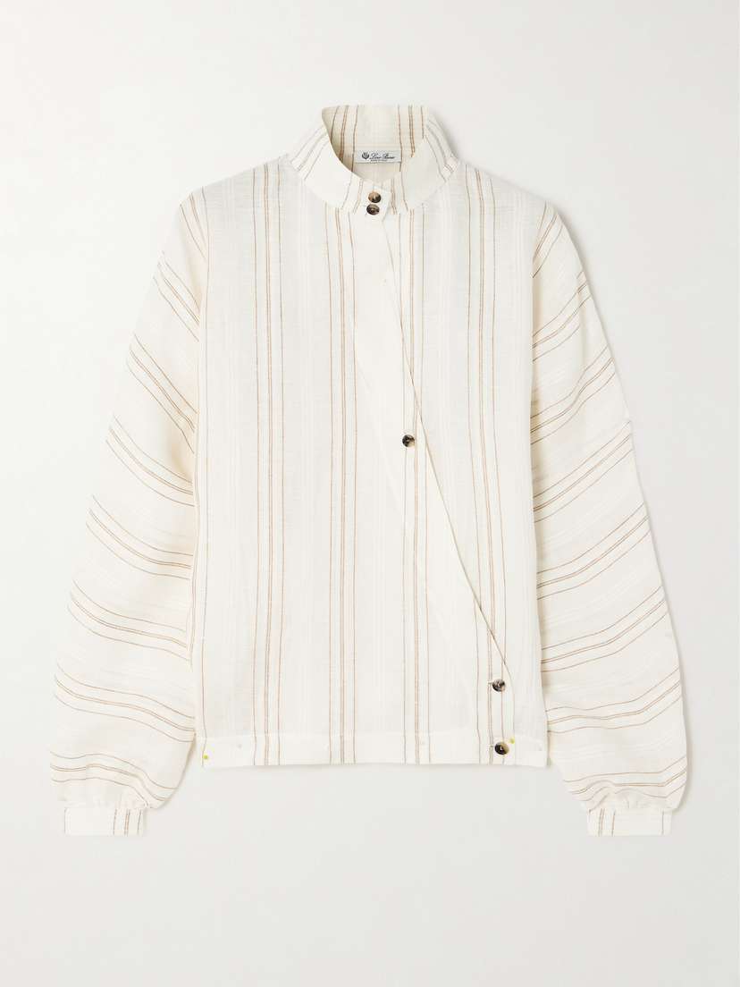 Loro Piana Shay Striped Linen Blouse