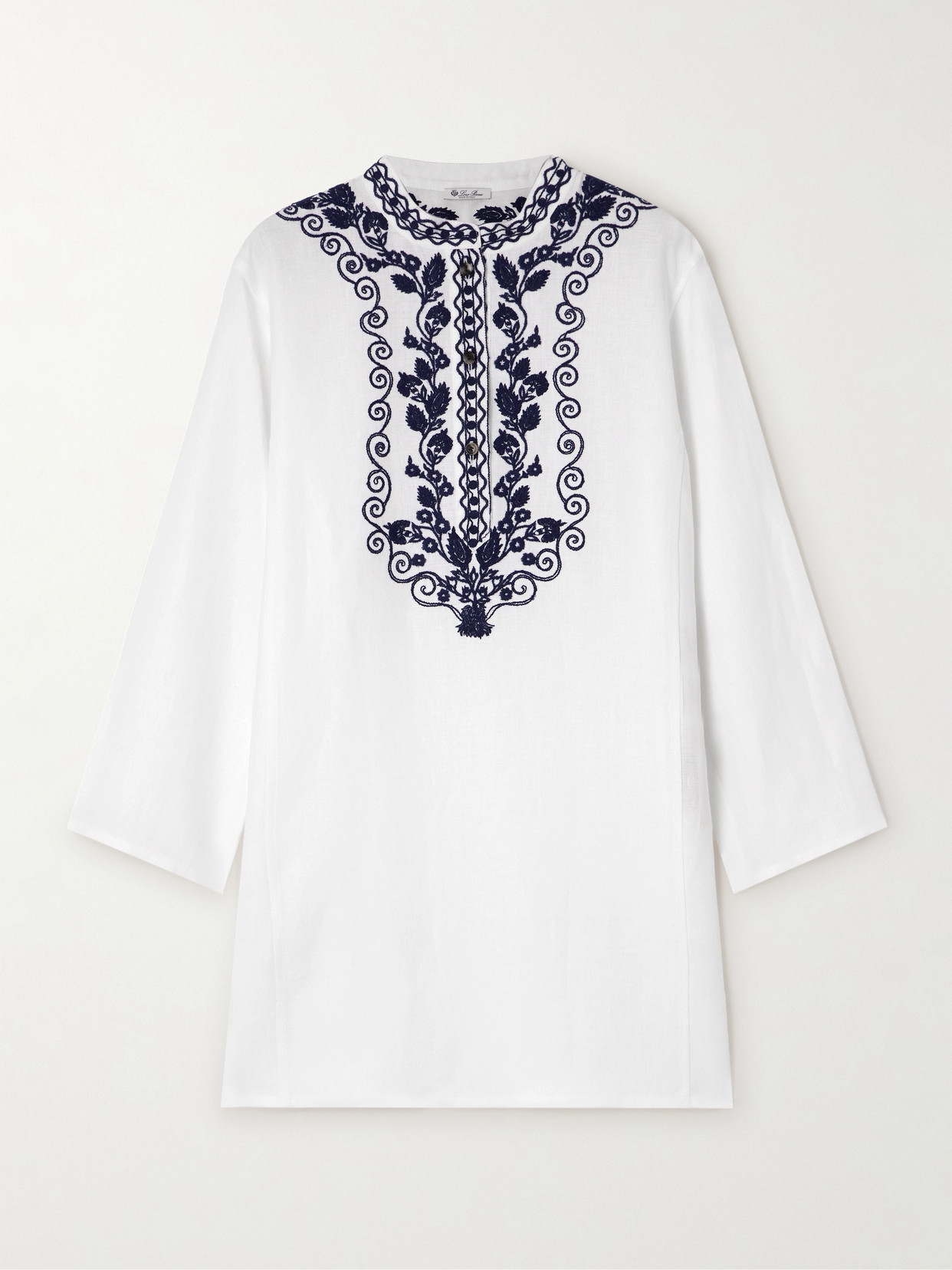 Loro Piana Embroidered Linen Blouse In White