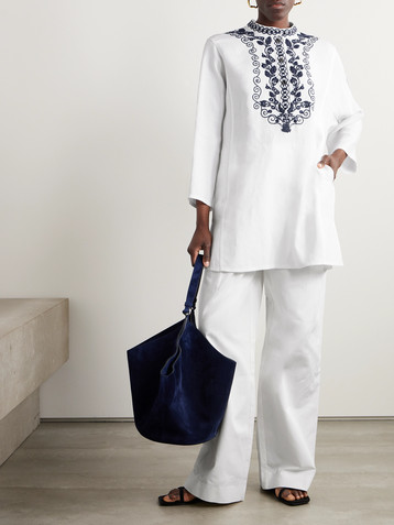 Loro Piana Embroidered linen blouse