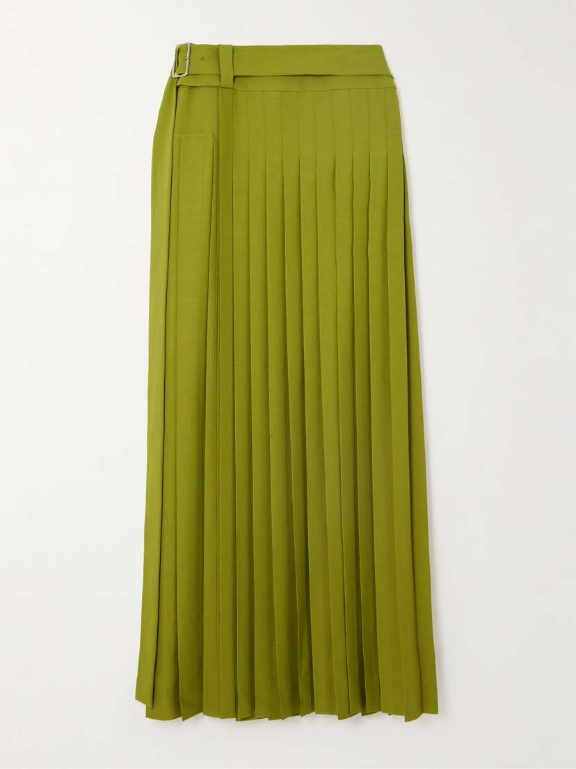 Erdem Pleated Twill Maxi Skirt