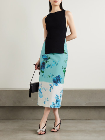 Erdem Floral-print cotton-twill midi skirt