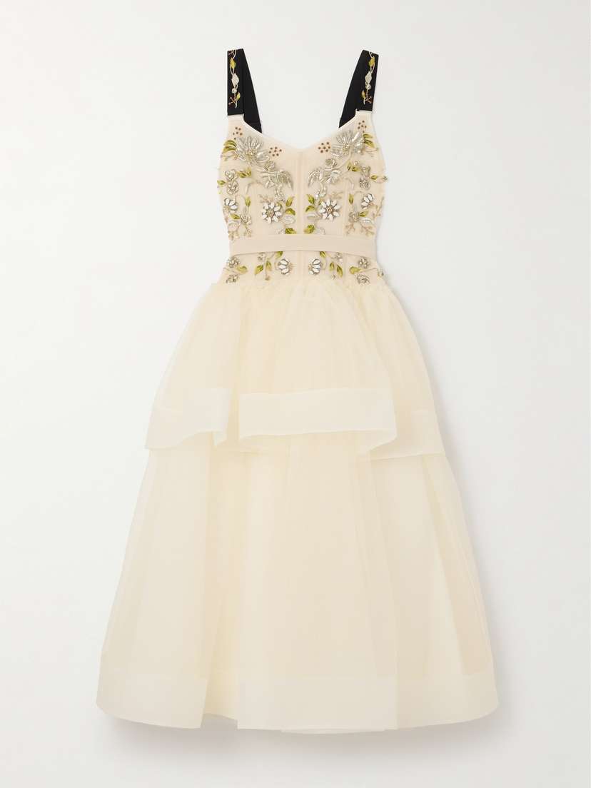 Erdem Belted Embellished Tulle Gown - UK 12