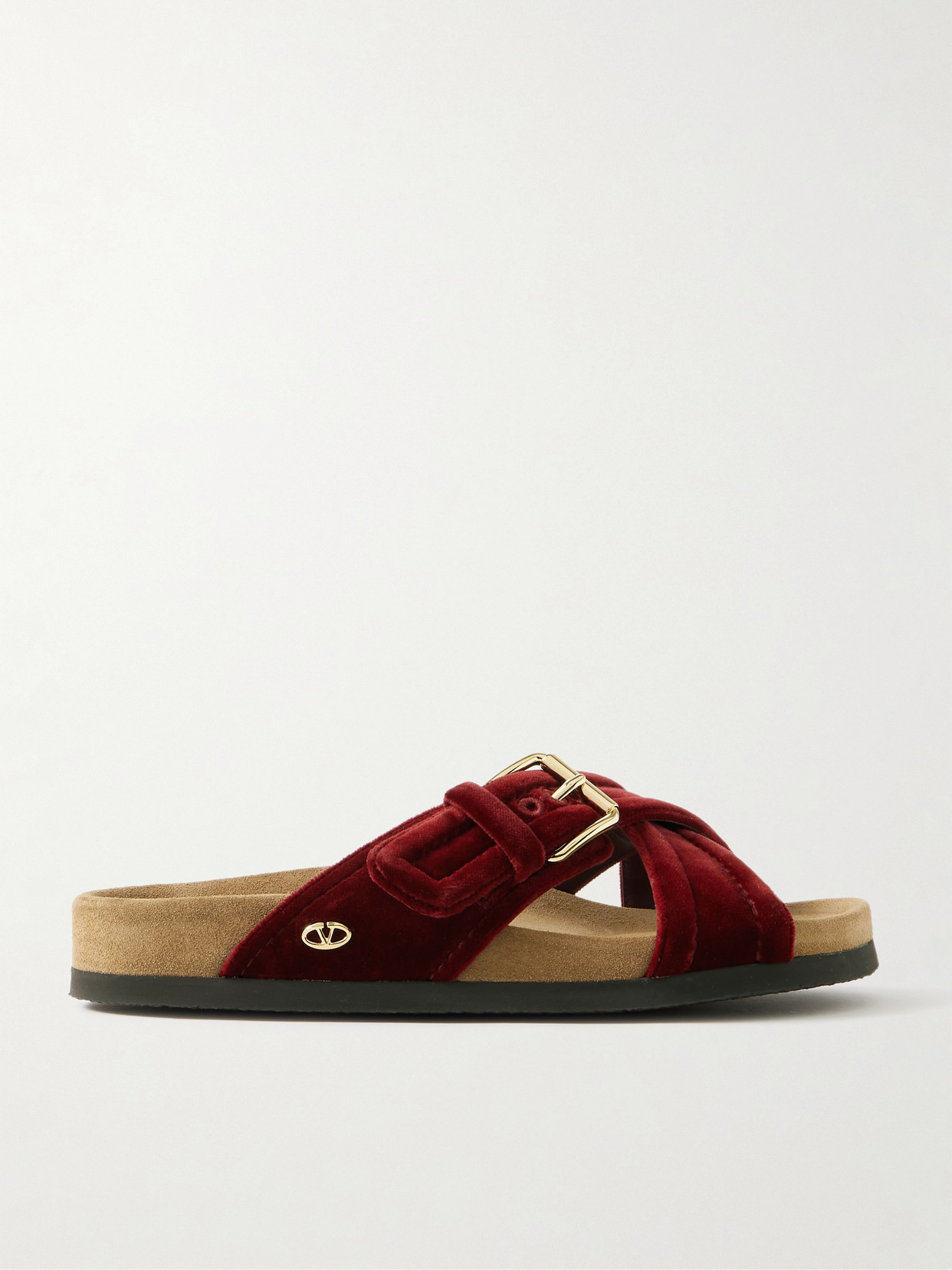 Valentino Garavani - Buckled Velvet Slides - Red