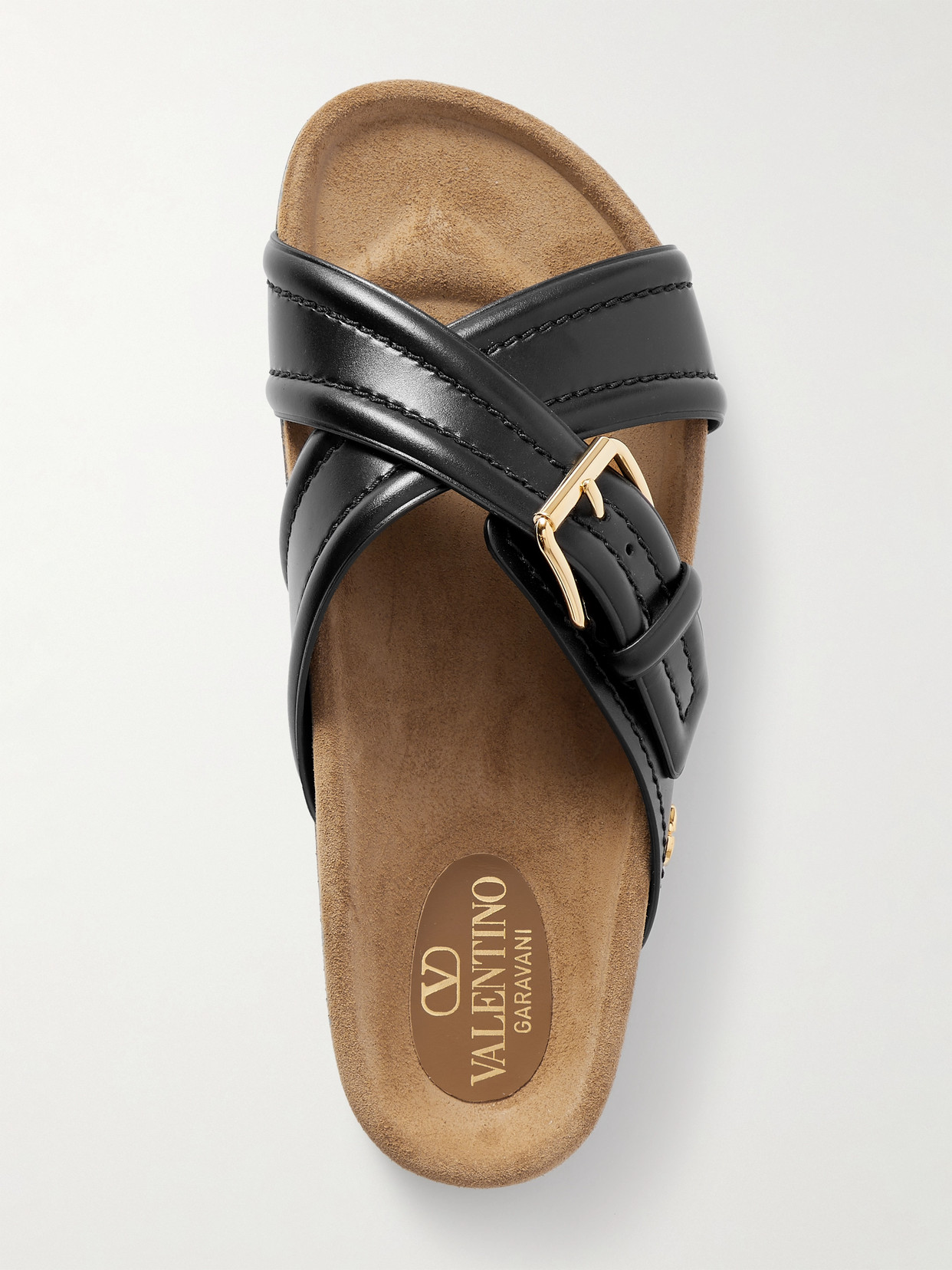 Valentino Fussfriend Buckled Leather Slides In Black