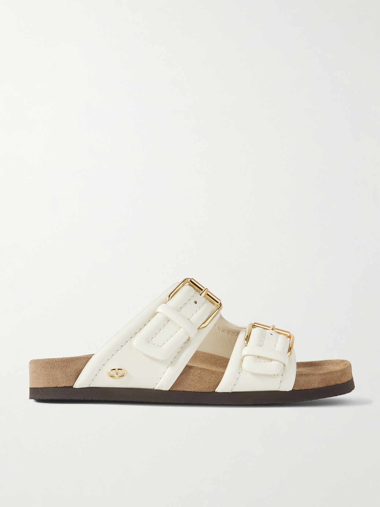 Valentino Garavani Fussfriend Embellished Leather Slides In White