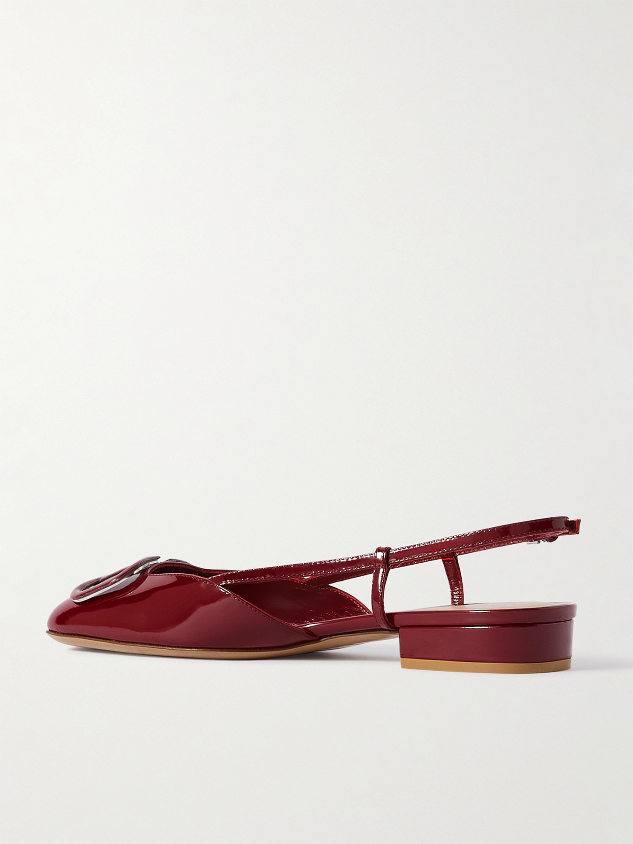 Valentino Ballerina 20 Appliquéd Patent-leather Slingback Flats In Red