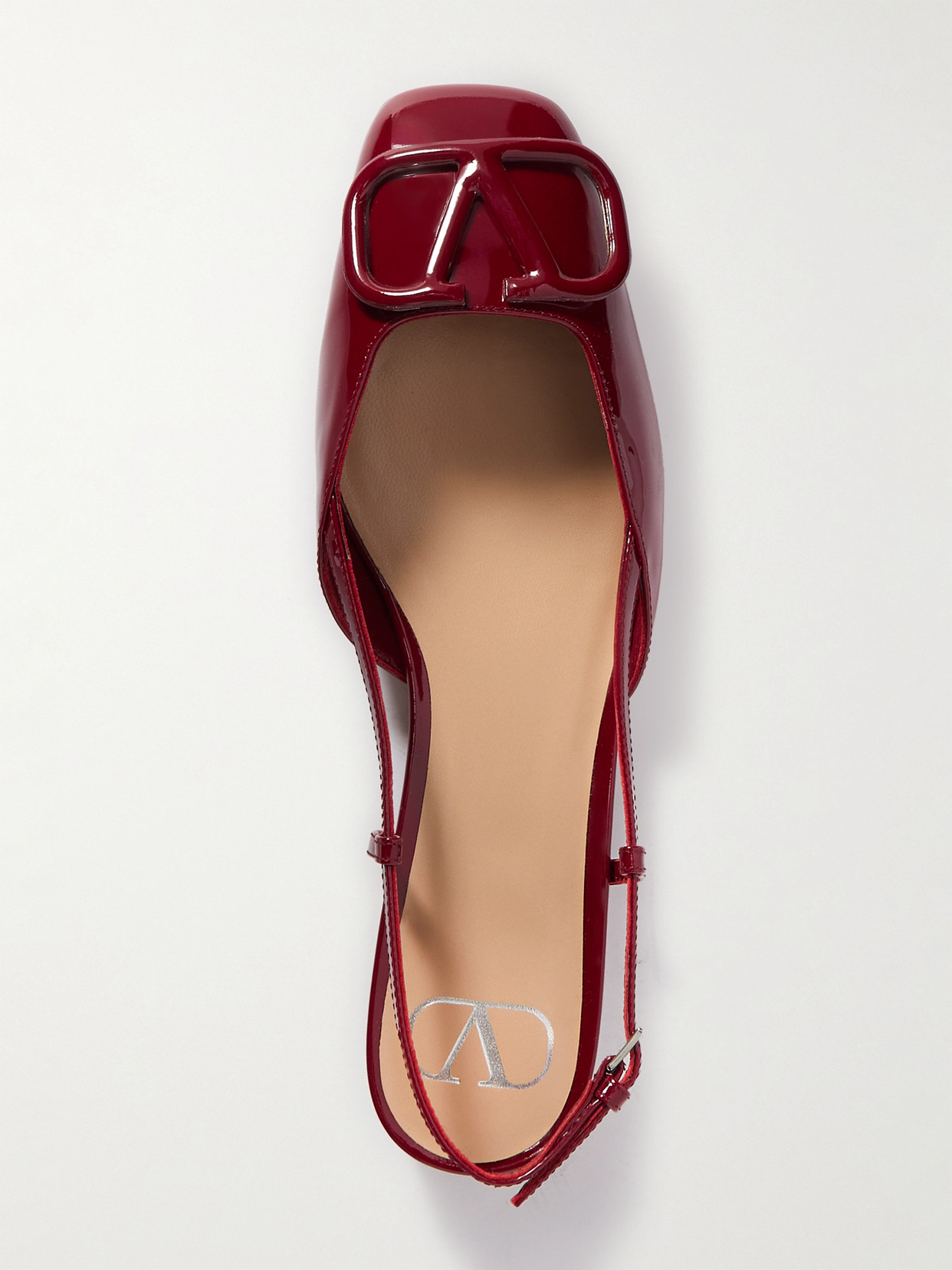 Valentino Ballerina 20 Appliquéd Patent-leather Slingback Flats In Red