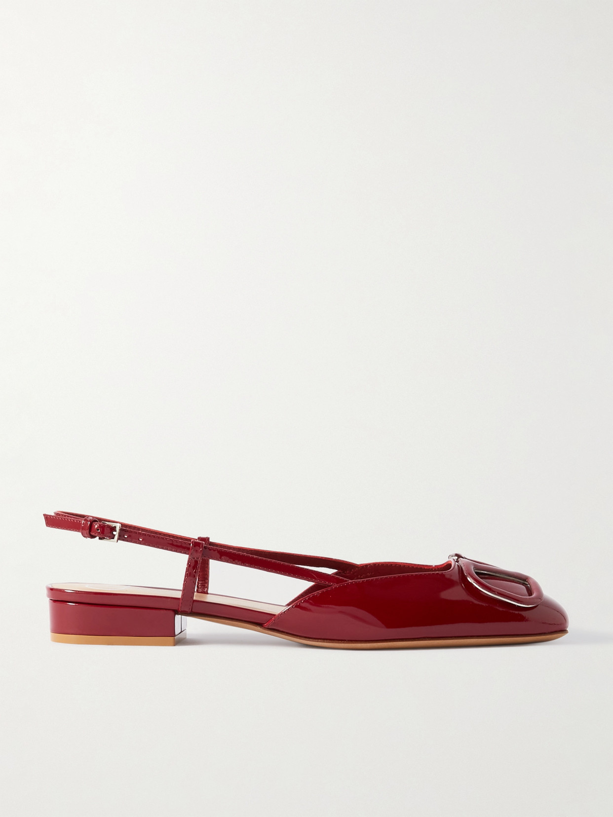 Valentino Garavani Ballerina 20 Appliquéd Patent-leather Slingback Flats In Red