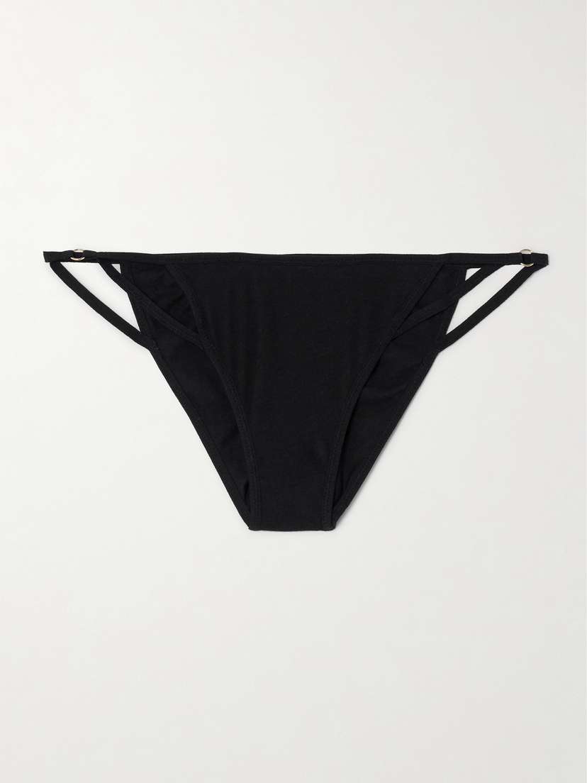 Skin Etta Embellished Cutout Organic Pima Cotton-jersey Briefs