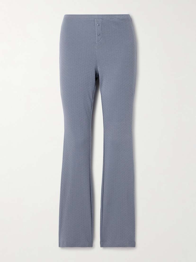 Skin Paloma Pointelle-knit Organic Cotton-jersey Flared Pants