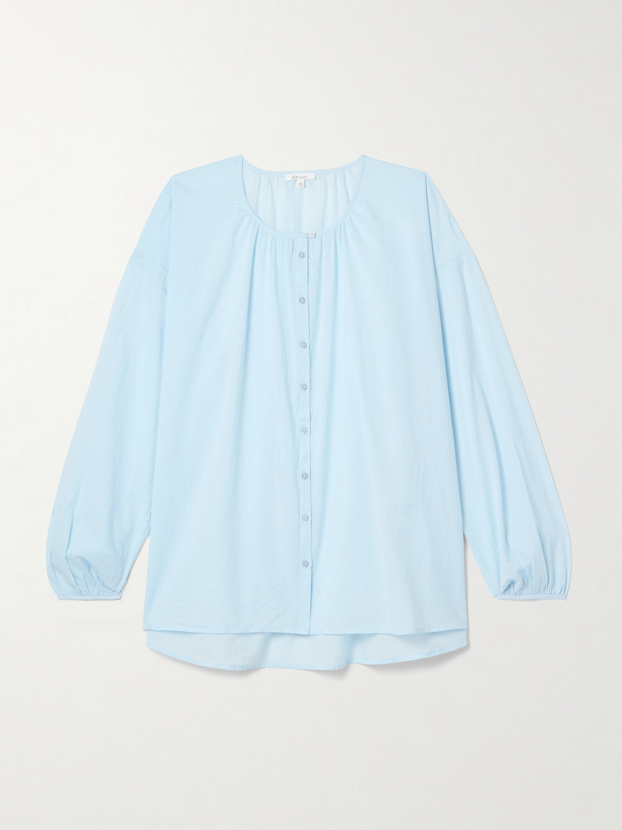 Skin Organic Cotton Blair Pyjama Shirt In Blue