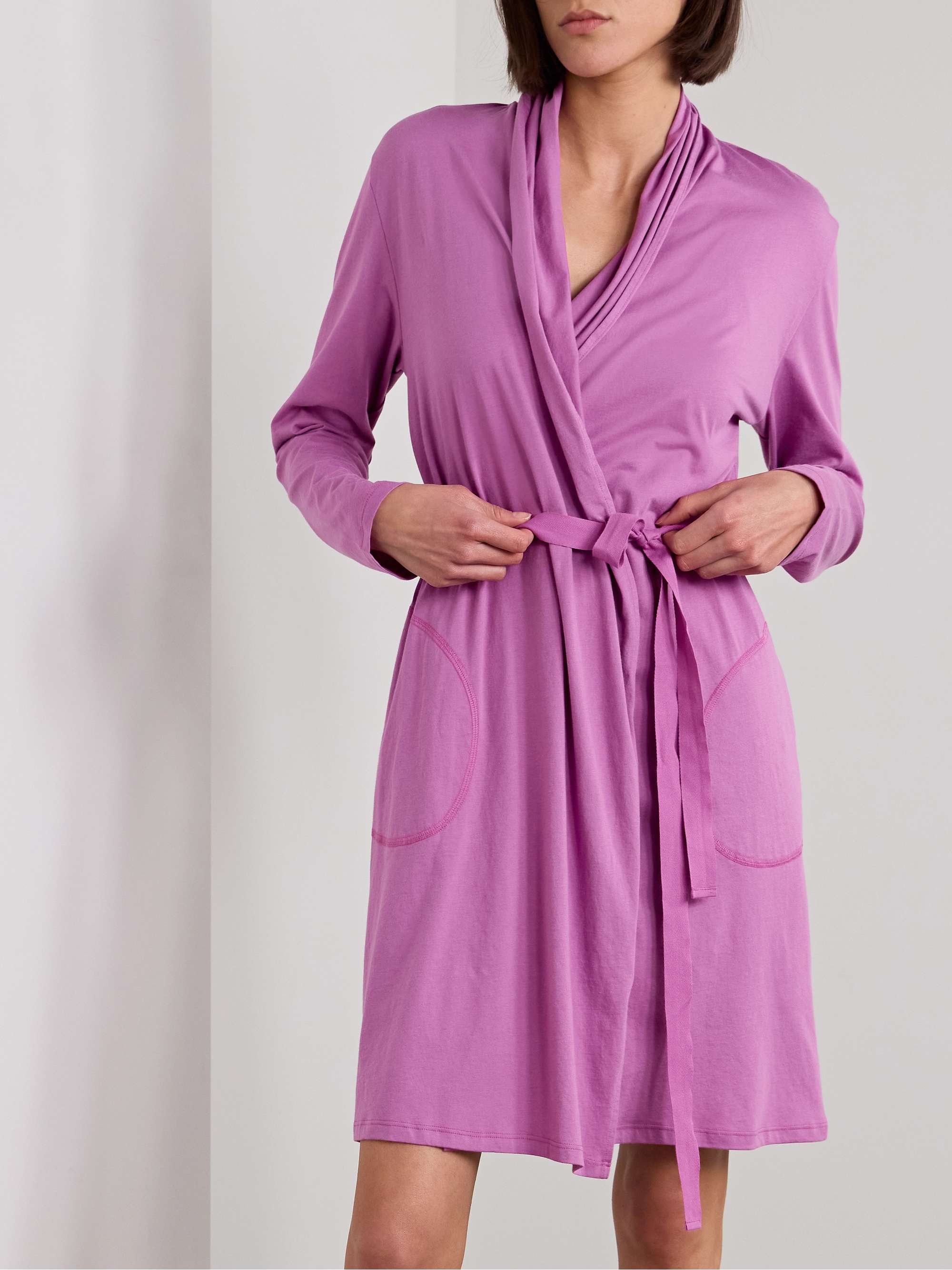 Skin Coleen Organic Pima Cotton jersey Robe Women Pink Lingerie M