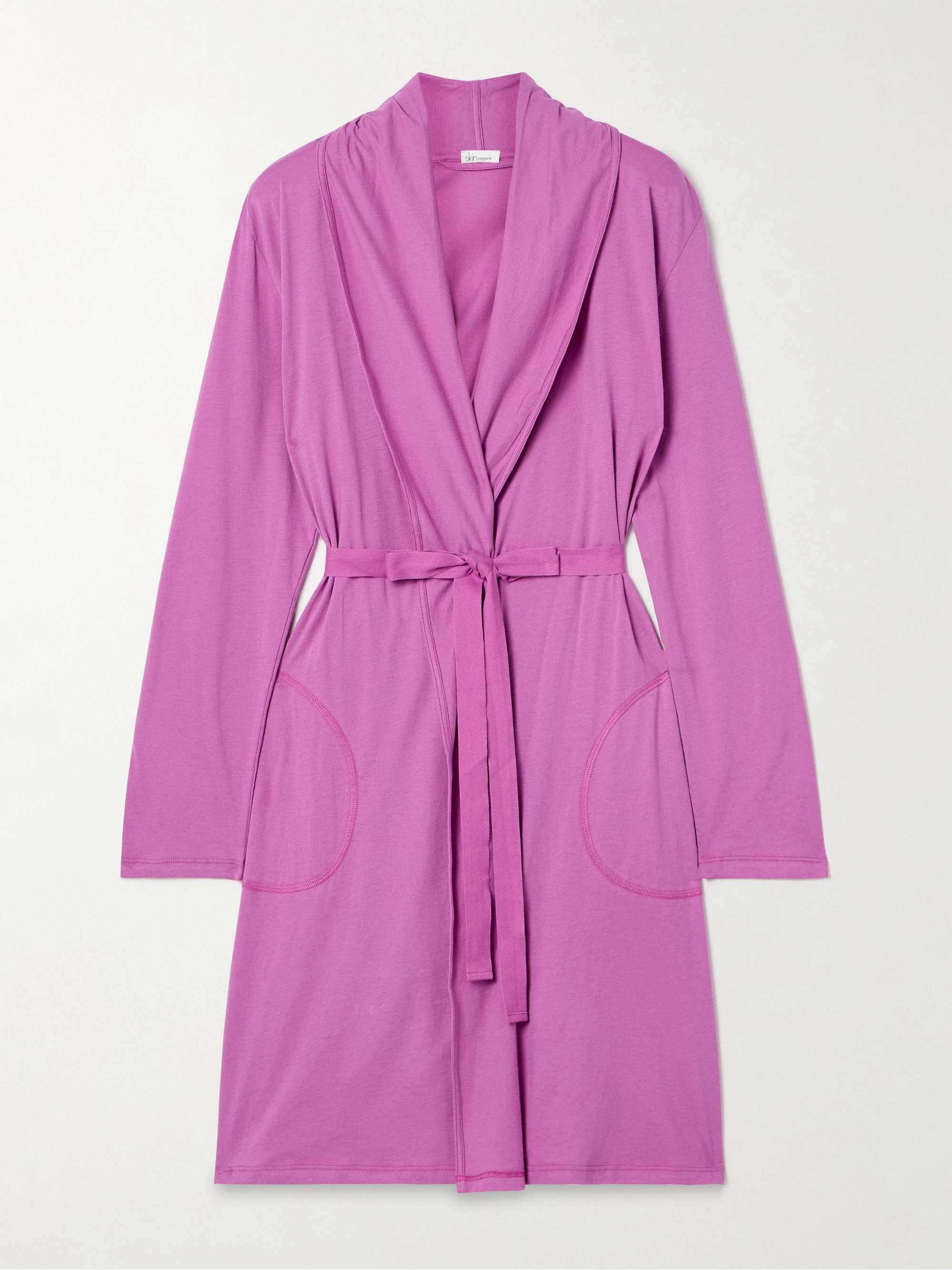 Skin Coleen Organic Pima Cotton jersey Robe Women Pink Lingerie M