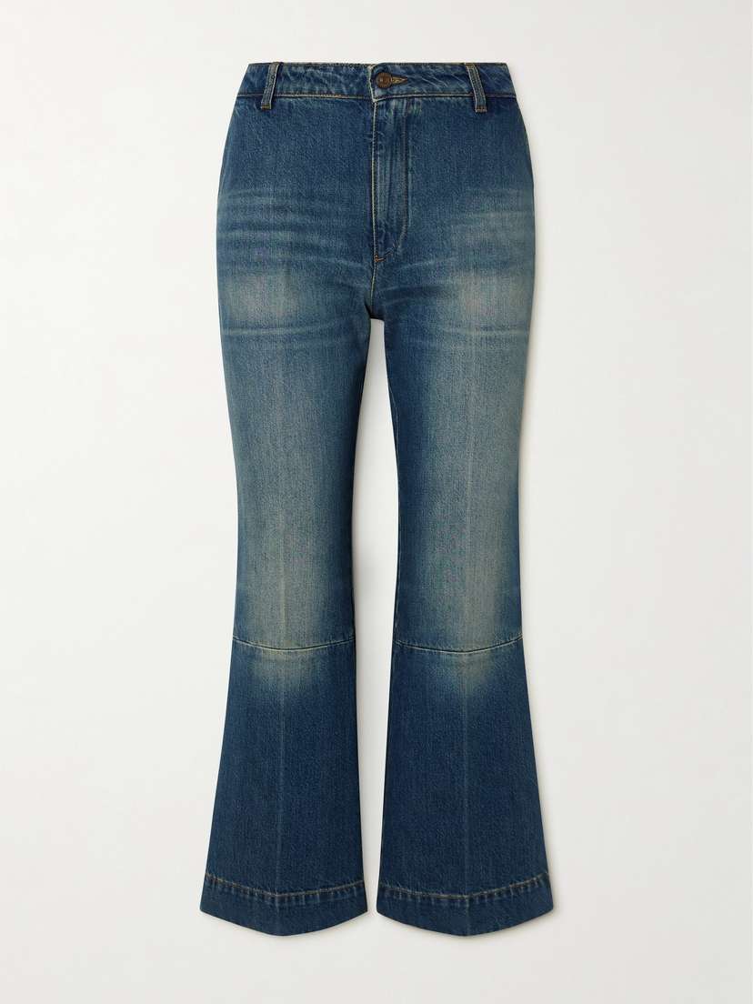 Victoria Beckham Cropped Paneled High-rise Flared Jeans
