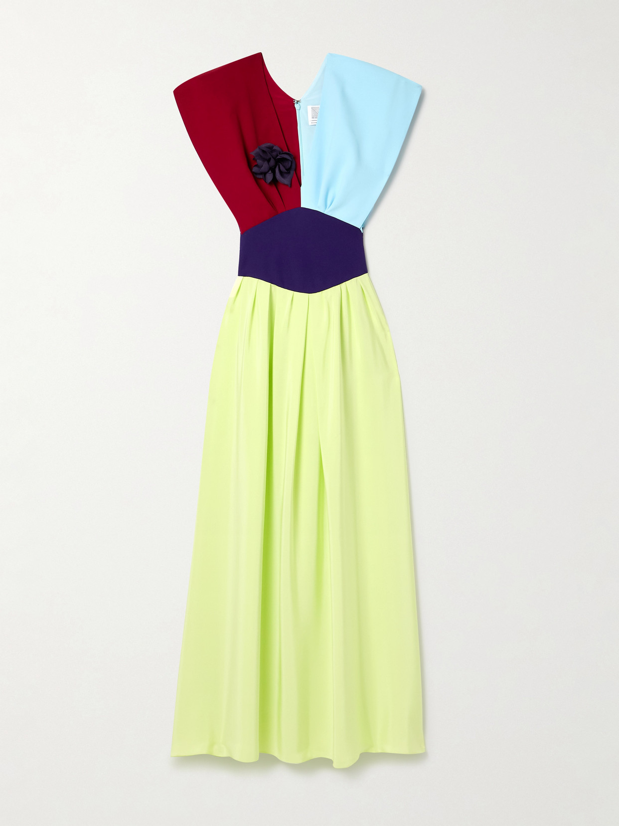 Shop Rosie Assoulin In Full Bloom Embellished Color-block Silk Crepe De Chine Maxi Dress In Multi