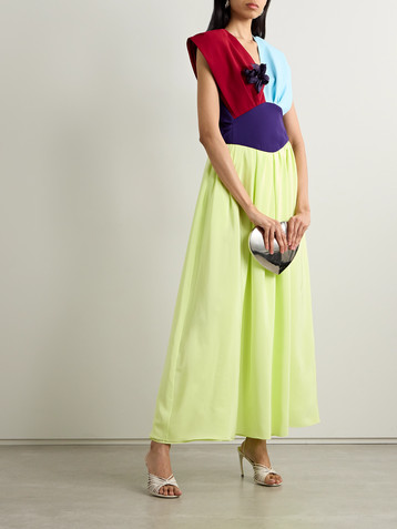 Rosie Assoulin In Full Bloom embellished color-block silk crepe de chine maxi dress