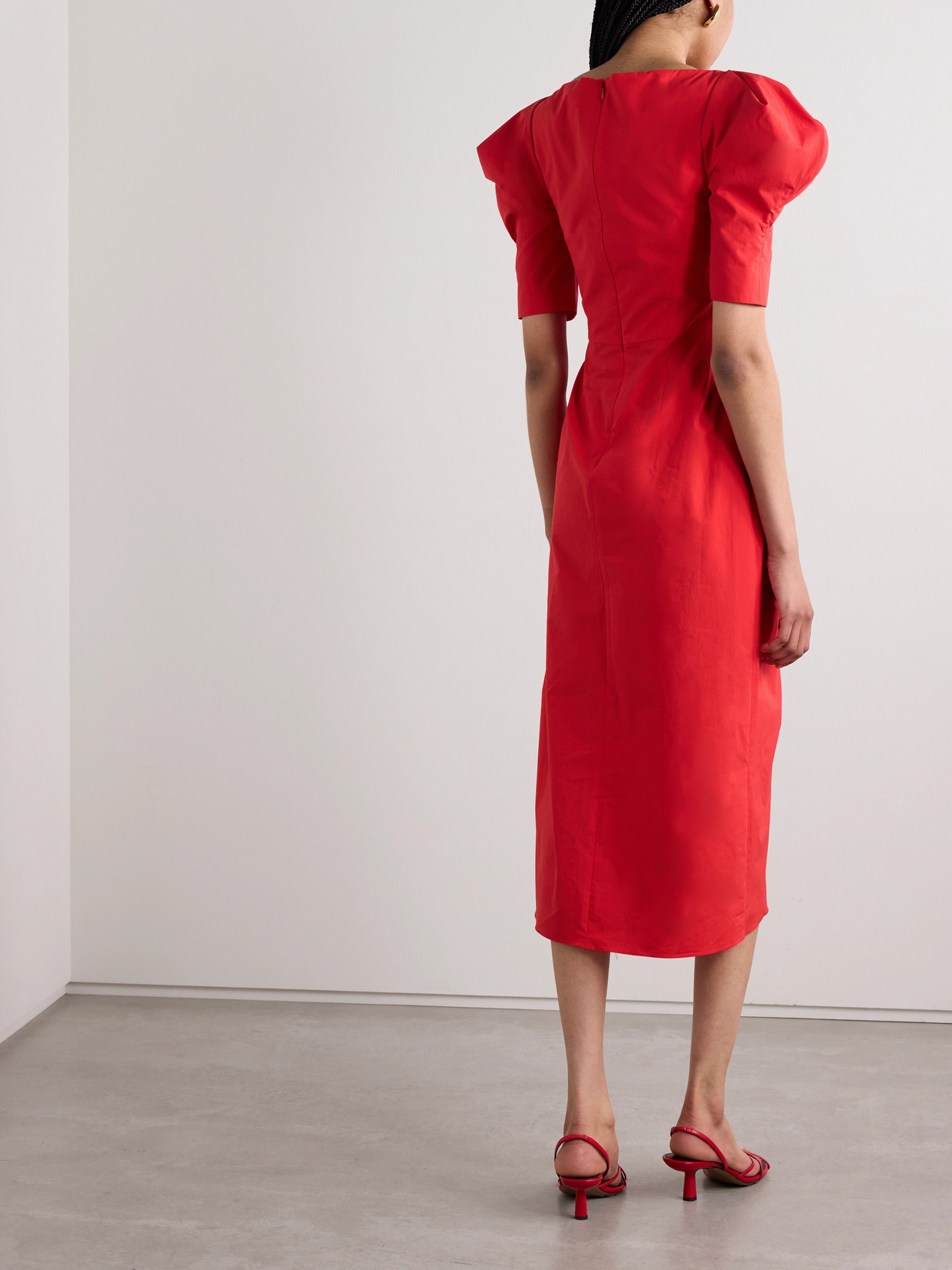 ROSIE ASSOULIN LIKE A FAIRYTALE GATHERED COTTON-POPLIN MIDI DRESS