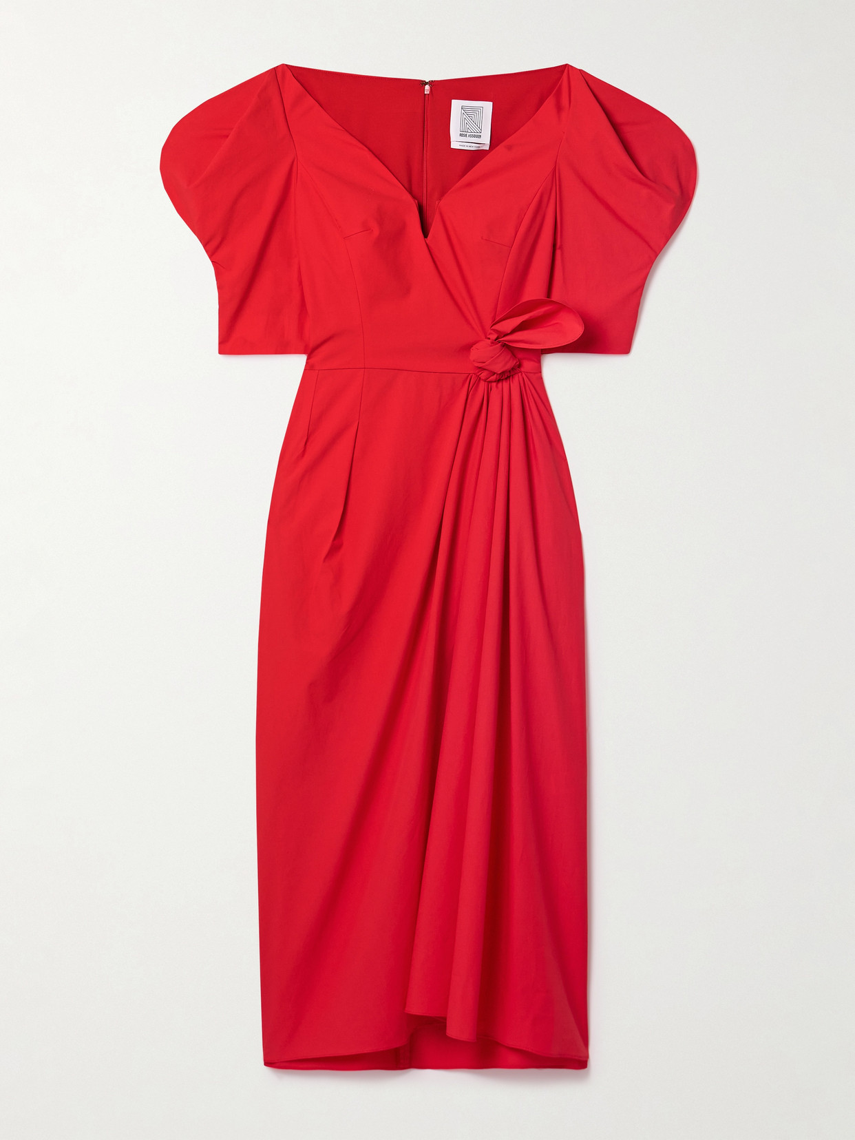 Rosie Assoulin Like A Fairytale Gathered Cotton-poplin Midi Dress In Red