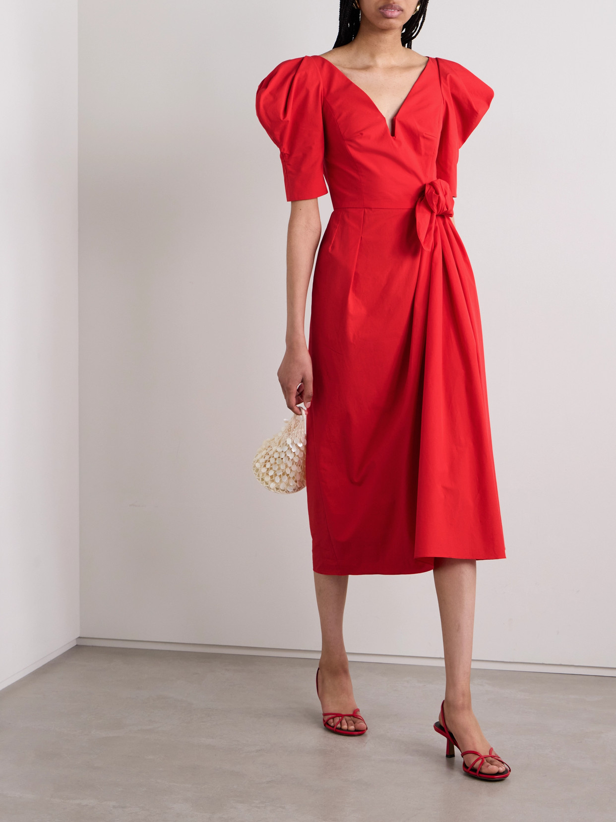 ROSIE ASSOULIN LIKE A FAIRYTALE GATHERED COTTON-POPLIN MIDI DRESS