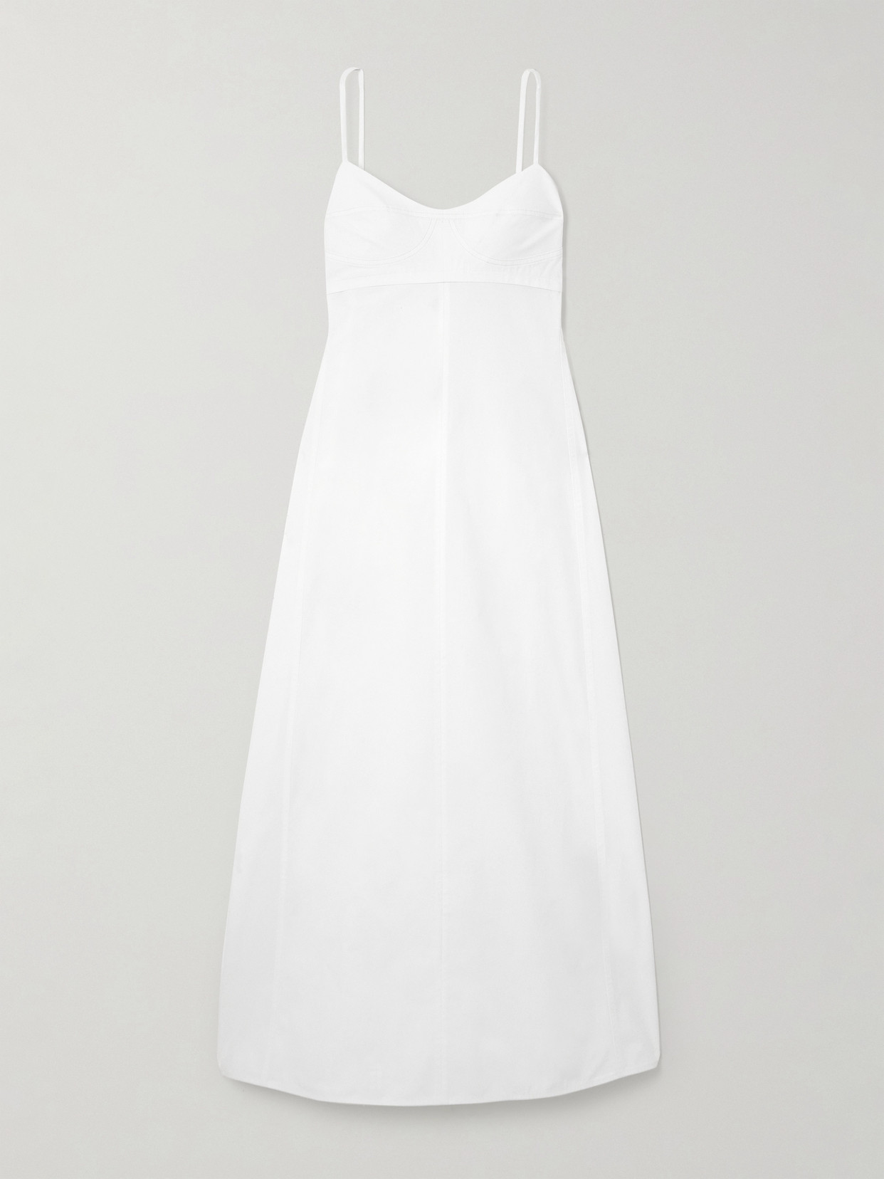 Victoria Beckham Cami Paneled Organic Cotton-blend Poplin Maxi Dress In White