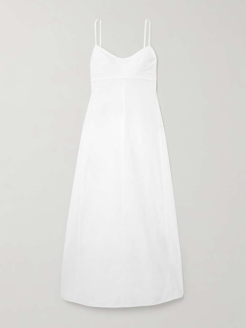 Victoria Beckham Cami Paneled Organic Cotton-blend Poplin Maxi Dress