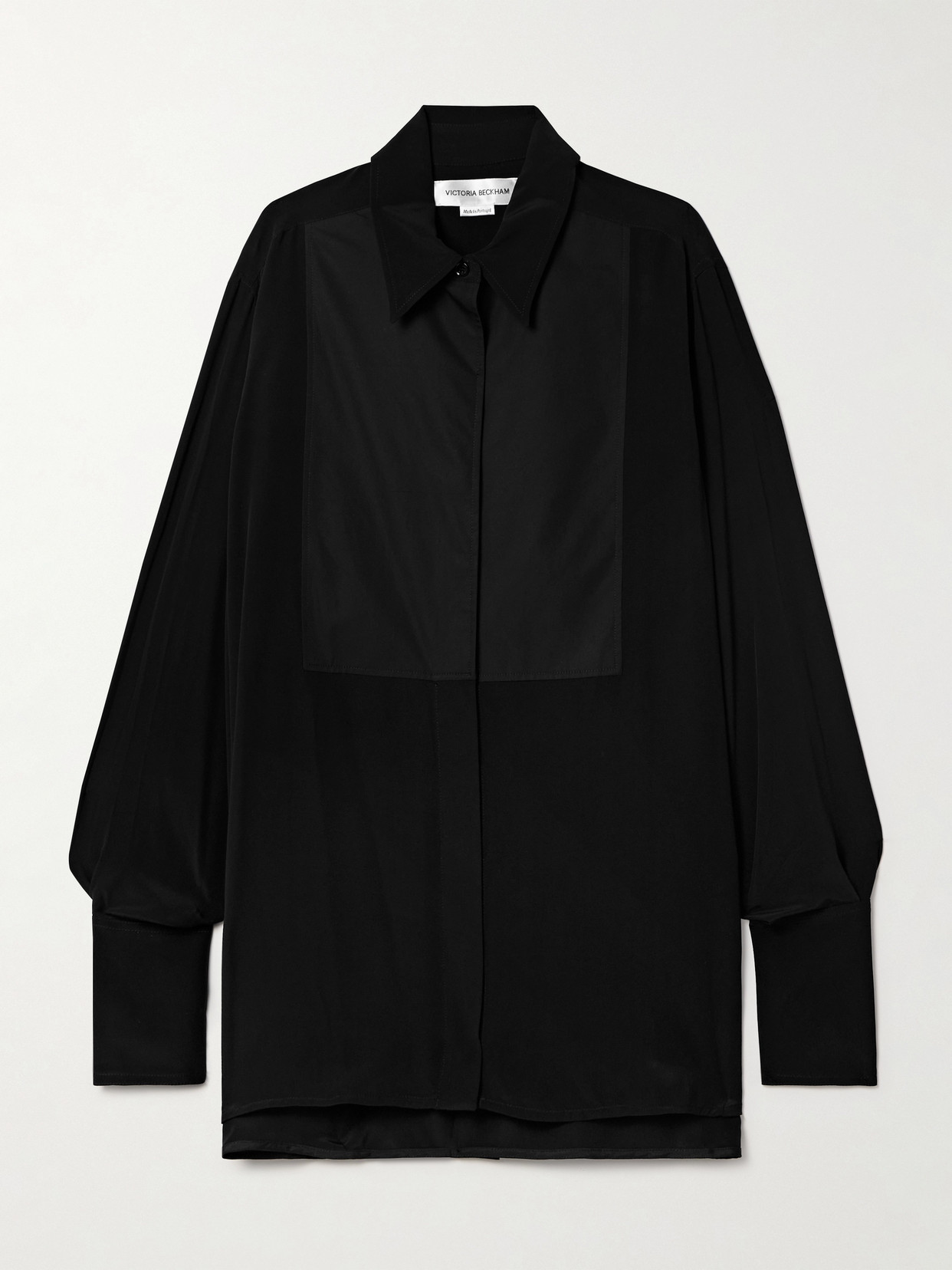 Victoria Beckham Silk Crepe De Chine And Cotton-poplin Shirt In Black