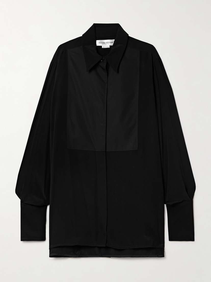 Victoria Beckham Silk Crepe De Chine And Cotton-poplin Shirt - UK 12