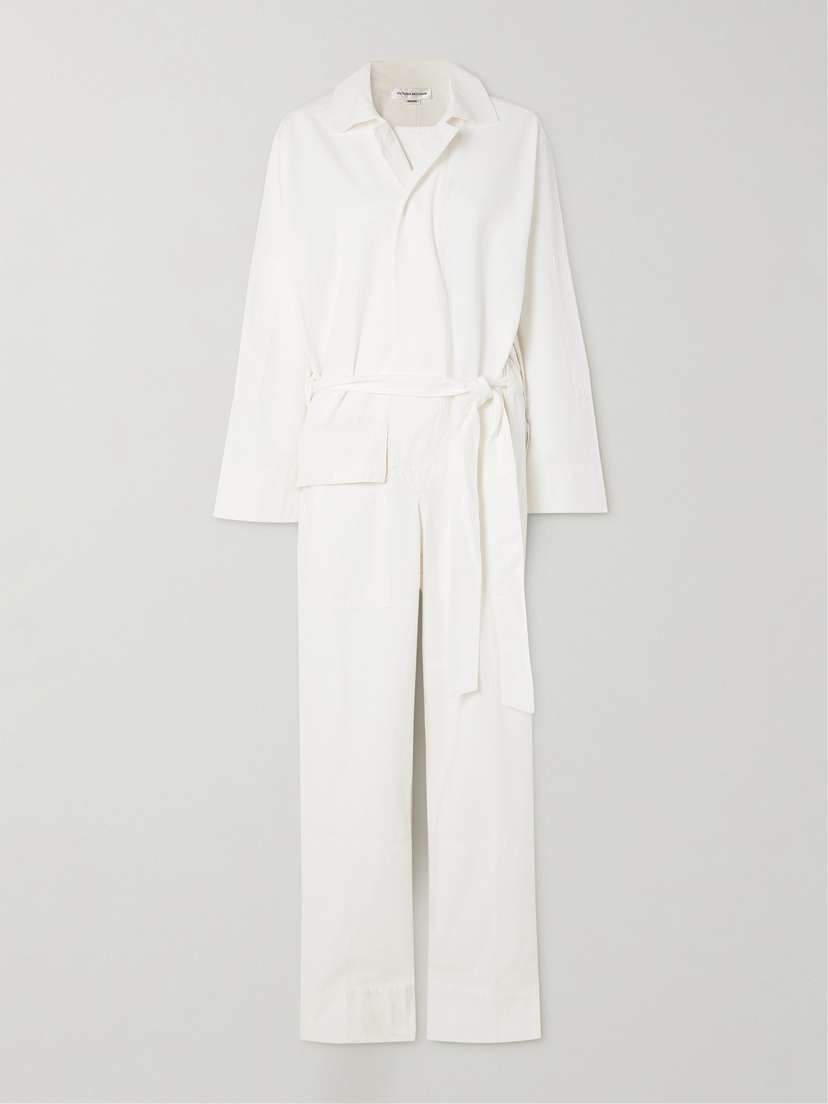 Victoria Beckham Belted Cotton-twill Jumpsuit