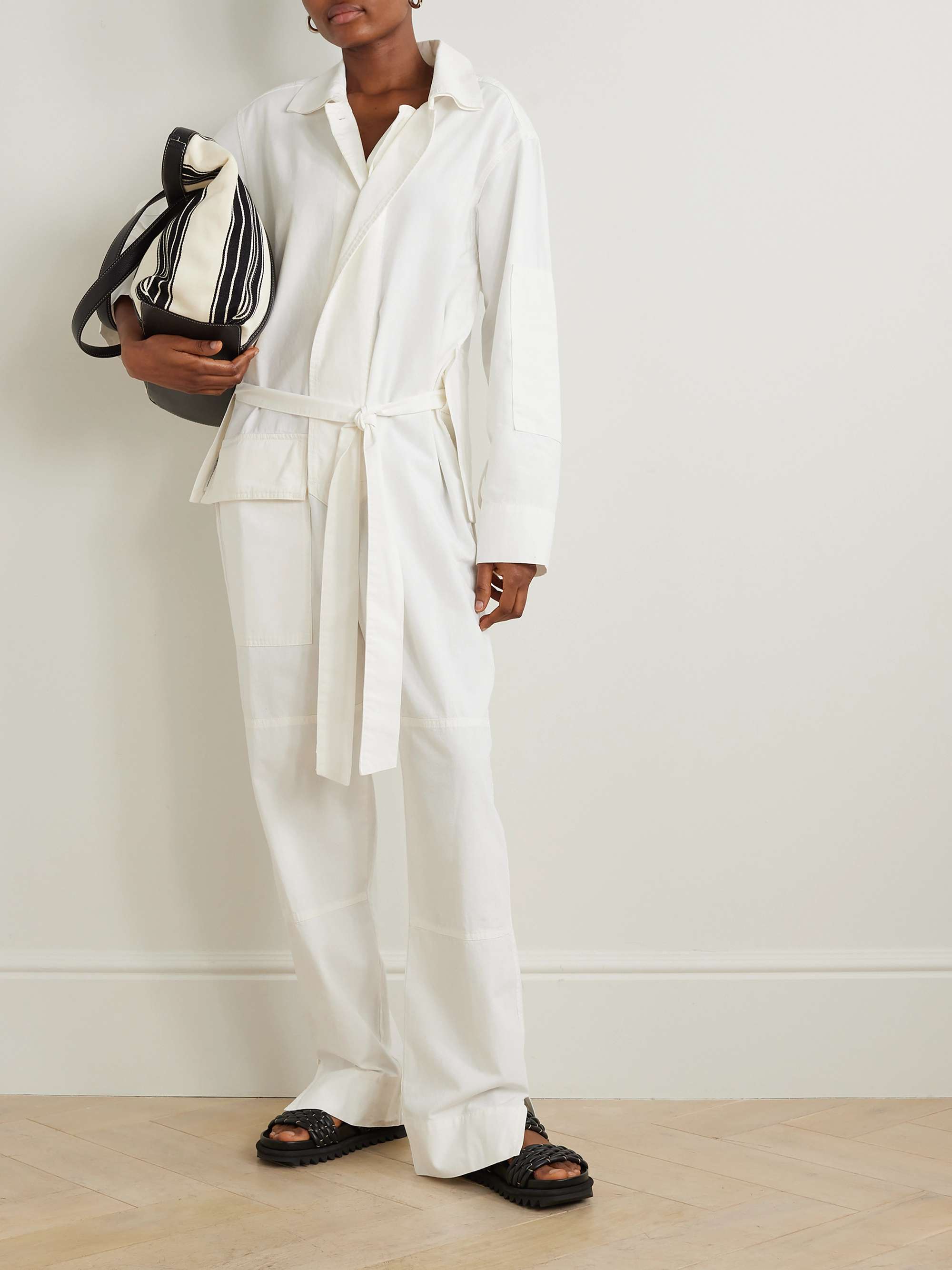 VICTORIA BECKHAM Belted cotton twill jumpsuit NET A PORTER