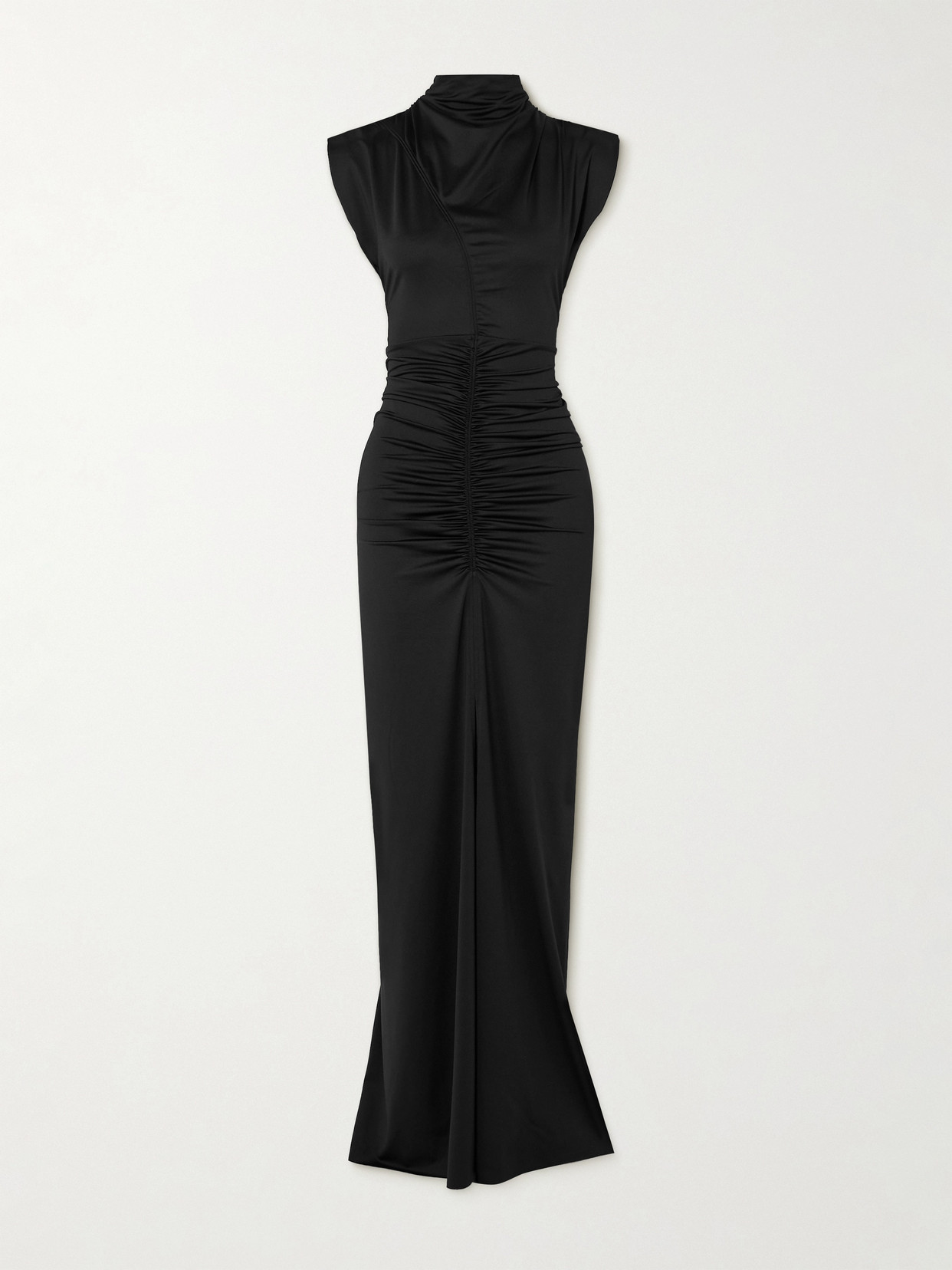 Shop Victoria Beckham Ruched Stretch-jersey Gown In Black