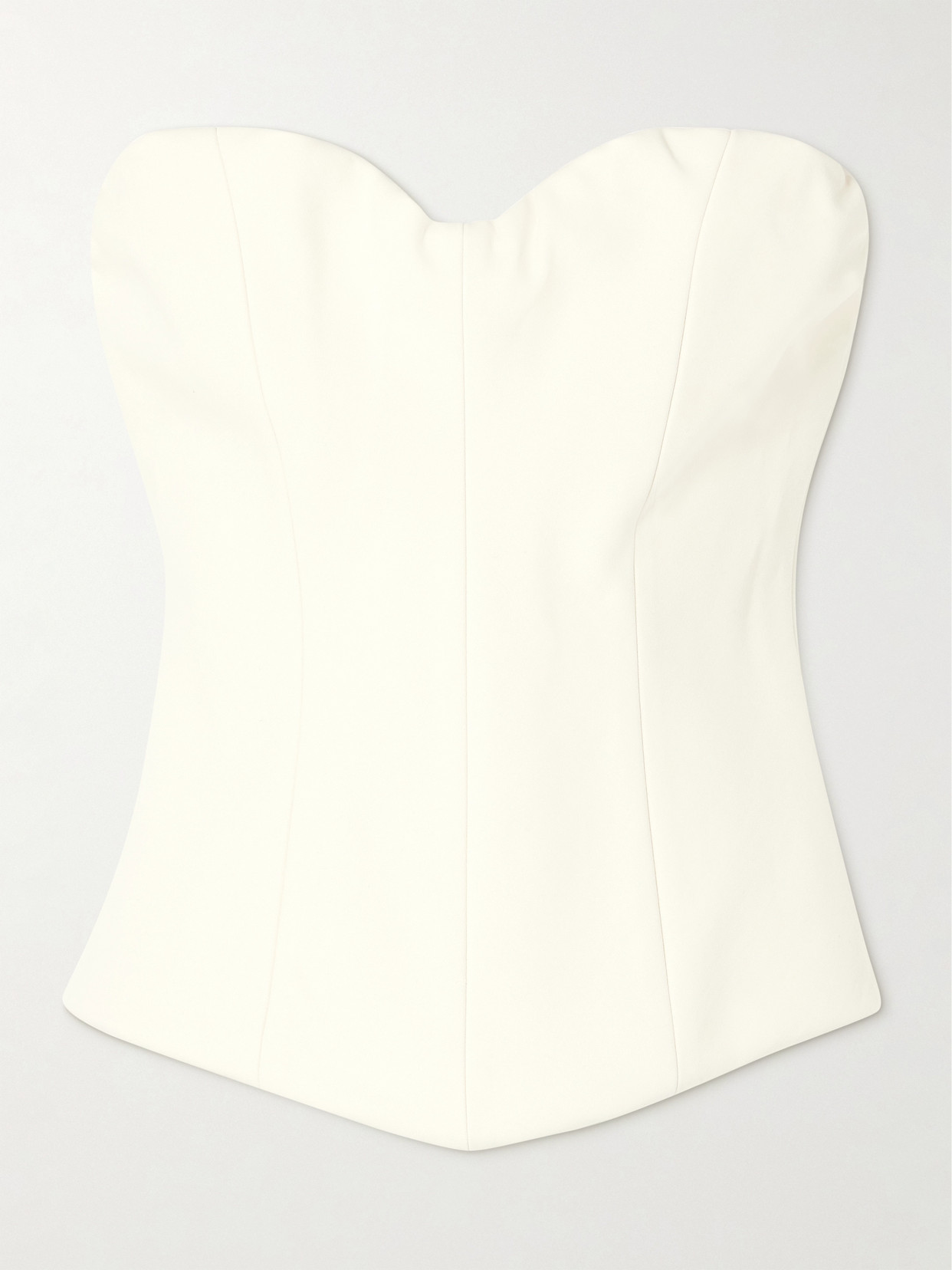 Victoria Beckham Gathered Cotton-canvas Bustier Top In White