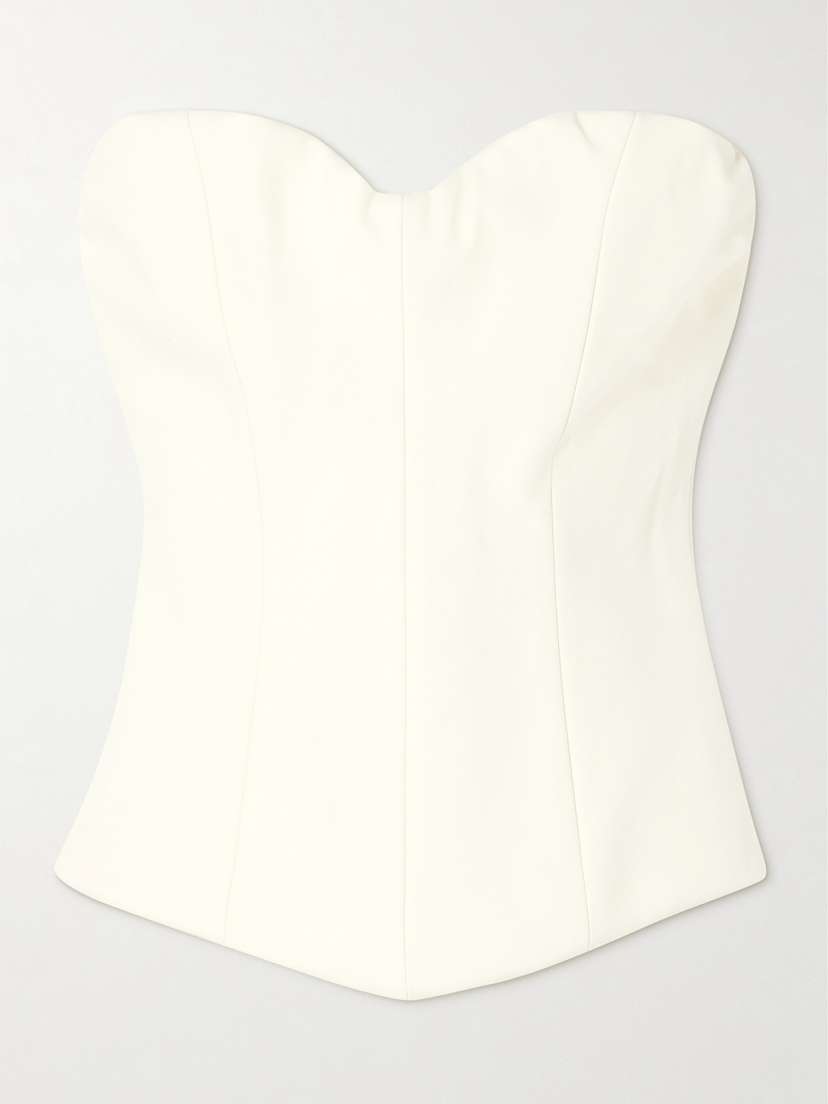 Victoria Beckham Gathered Cotton-canvas Bustier Top - UK 12