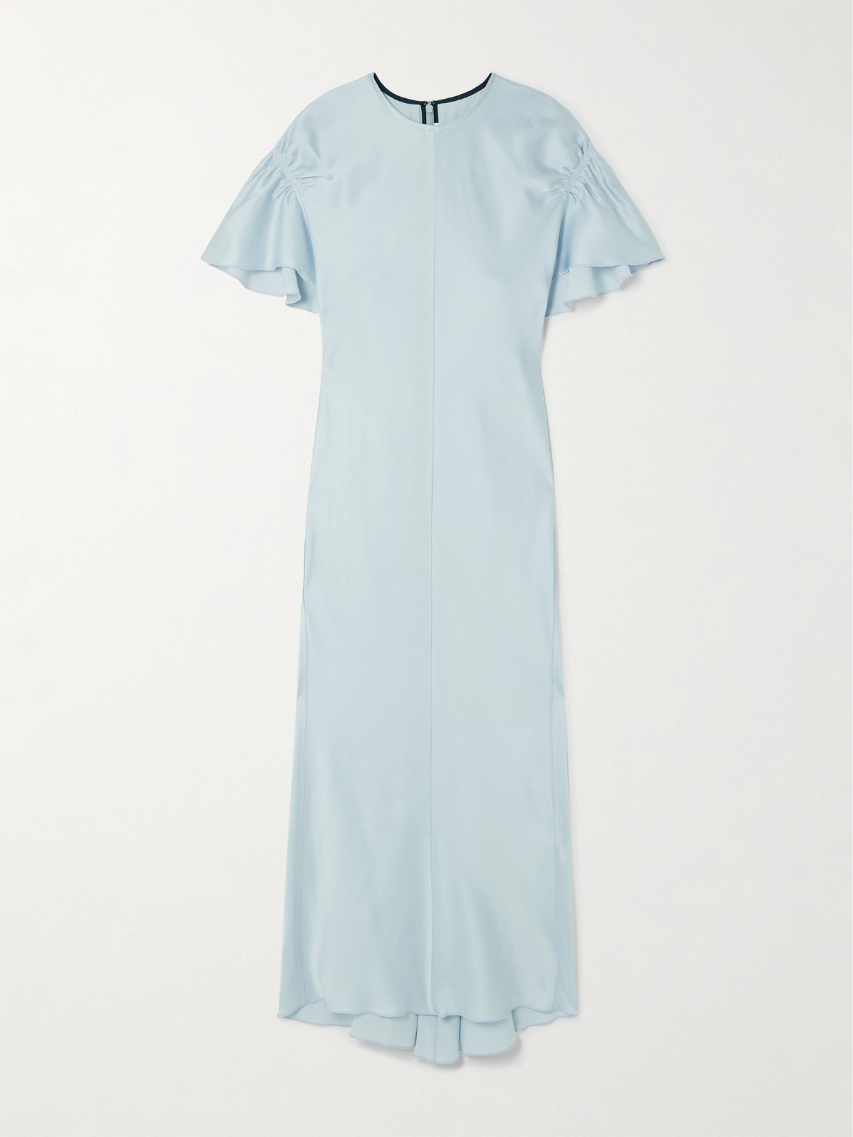 Victoria Beckham Gathered Satin Midi Dress In White